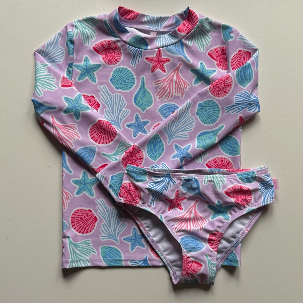 Seafolly Girls Shelly Beach Rashie Set - Size 6